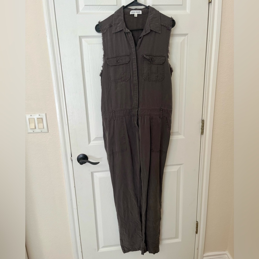 Honey Punch Olive Utility Jumpsuit